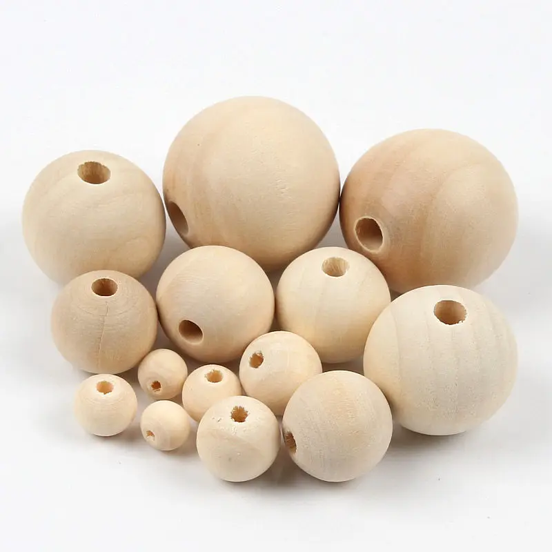 Natural Wooden Beads Lead-free Wood Round Balls For Jewelry Making Diy Children Teething Wood Crafts Home Decoration 4-50mm