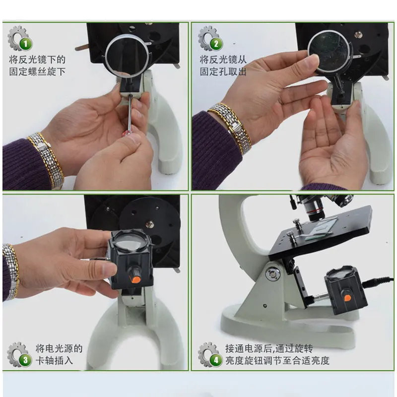 Quang Sạc Một Mắt Sinh Học Kính Hiển Vi LED Đèn Độ Sáng Cao Dưới Microscopio Illuminators