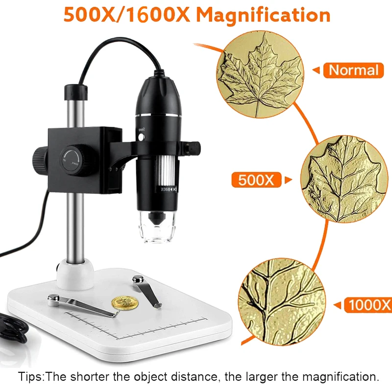 1600X USB Digital Microscope Interface Electron Stereo microscopio Camera Zoom Magnifier with 8 LED for Phone Repair Soldering