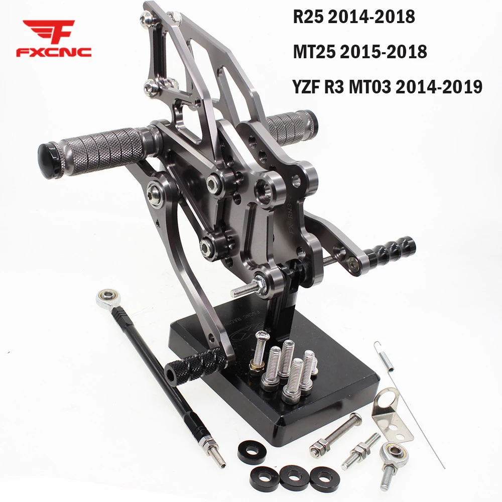 For Yamaha Yzf R3 Mt03 2014-2021 Motorcycle Footrest Footpeg Pedal Foot Peg Rearset  Cnc Aluminum Alloy Rear Set