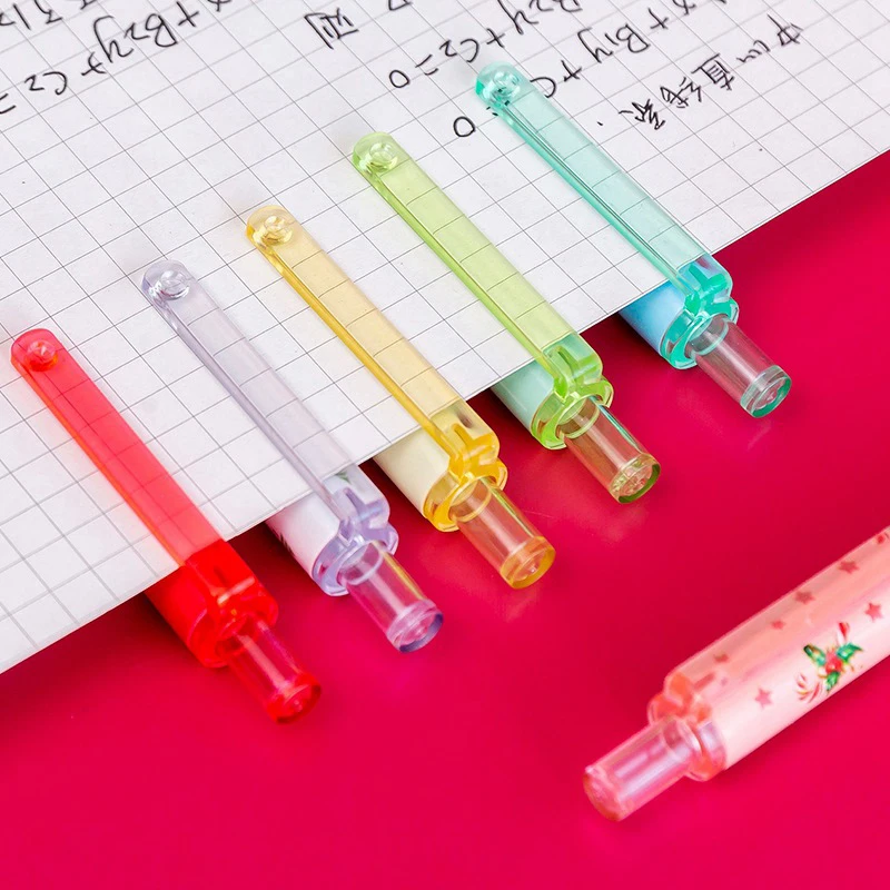6 pezzi/set di penne Gel per cartoni animati Kawaii 0.5mm penne a sfera retrattili con inchiostro nero per scrivere cancelleria per ufficio scolastico