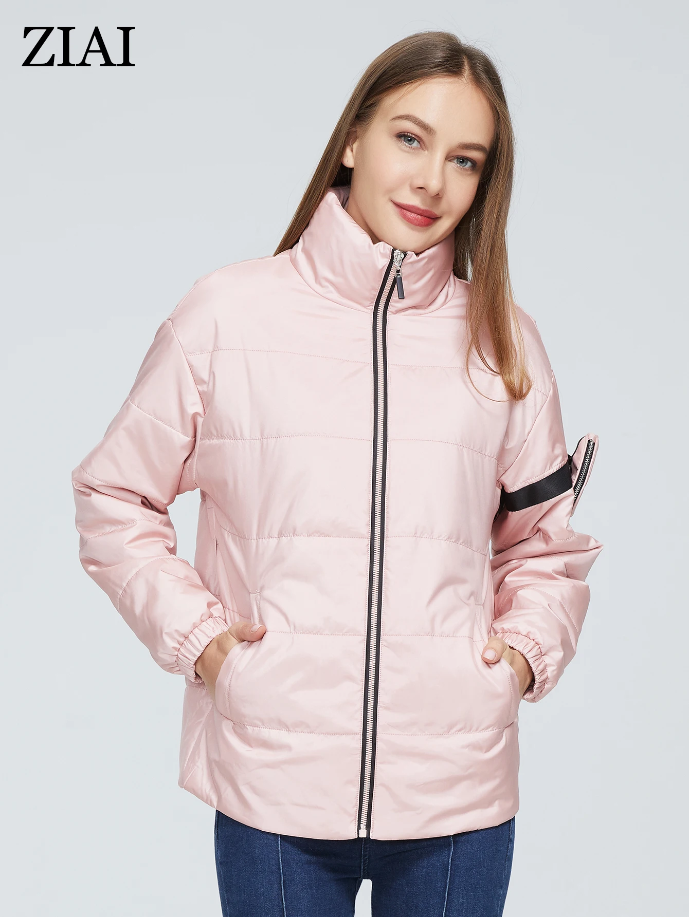 ZIAI 2021New Spring Autumn Collection Jacket Women Coat Arm bag design Short parkas Women's jackets Thin Cotton outwear ZM-8763