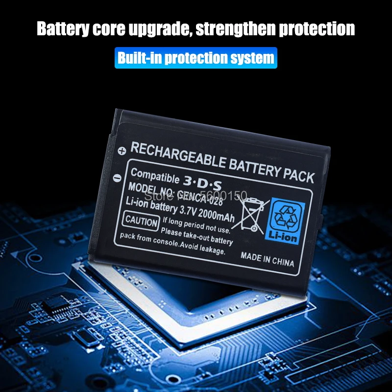 닌텐도 3DS 용 충전식 리튬 이온 배터리 팩, 도구 포함 교체 배터리, 2000mAh, 3.7V