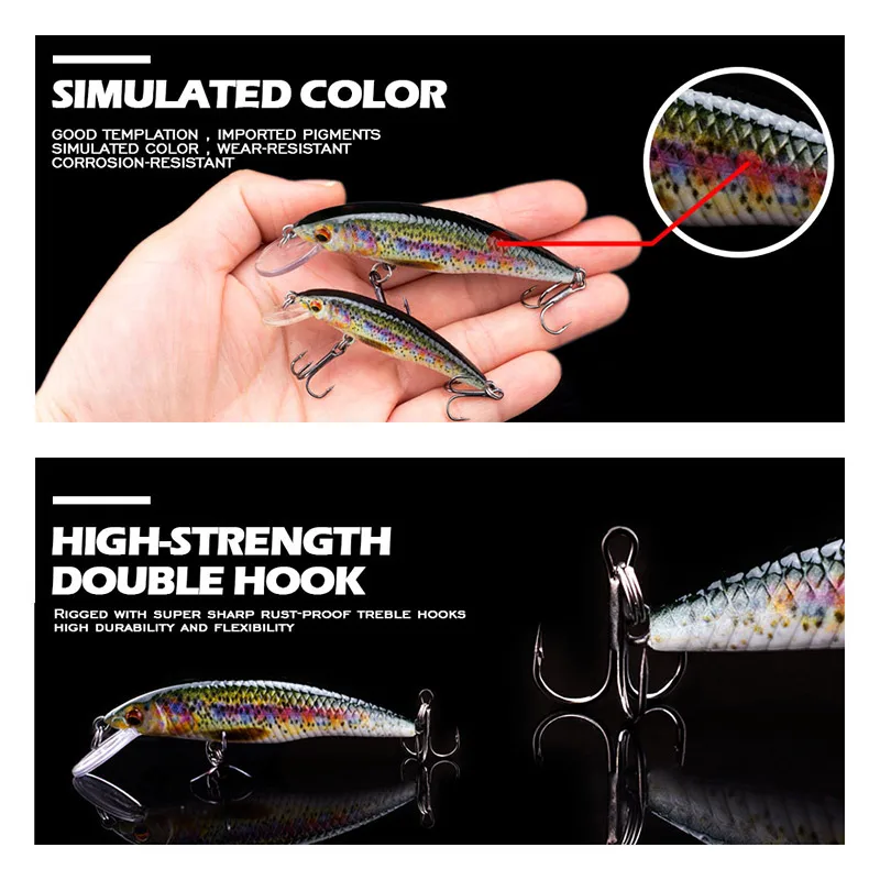 Agoie 78mm/7g Minnow Fishing Lure Sztuczny wobler Bionic Hard Crank Bait Swimbait Fish Crankbait Tackle Lures Floating — zdjęcie 5