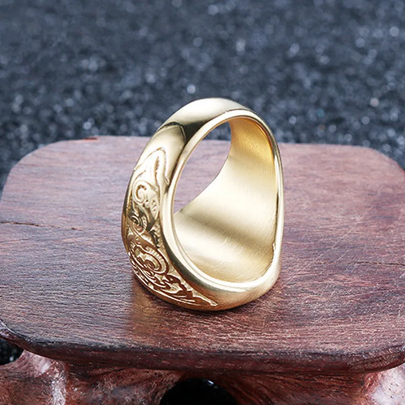 Vintage Men Gold Plated Masonic Ring Masonic Church Ring Mason Ring Hip Hop Punk Ring Banquet Jewelry Father\'s Day Party Gift