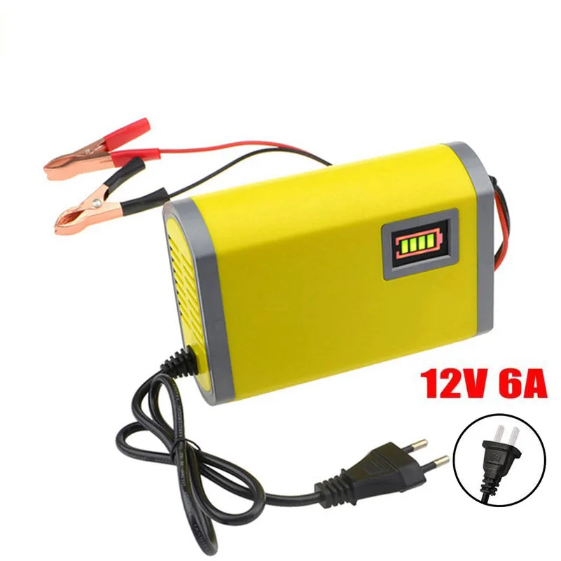 12V 6A Smart Lead Acid Battery Charger For 12V 20AH 50AH 70AH 80AH Car Motorcycle E-bike Toy With LCD Display