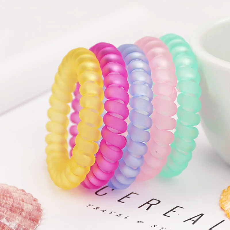 10pcs/lot Telephone Cord Elastic Ponytail Holders Girls Women Hair Ring Accessories Fashion Matte Texture Colors Hot Tie Gum