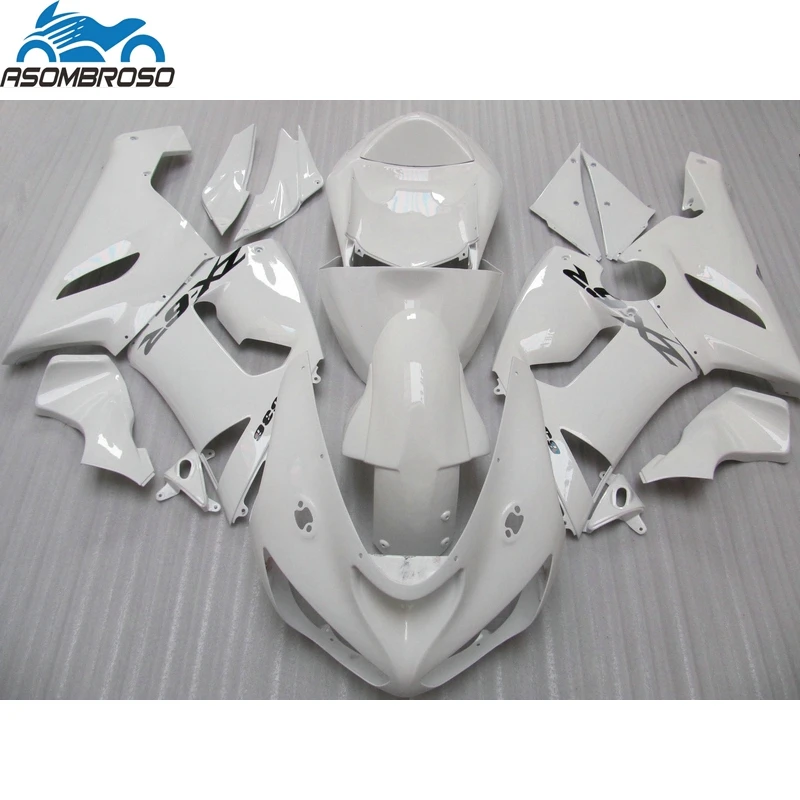 

High Quality Plastic Motorcycle Bodyparts for Kawasaki Ninja ZX6R fairing kit 2005 2006 full white fairing set zx6r 05 06 BN74