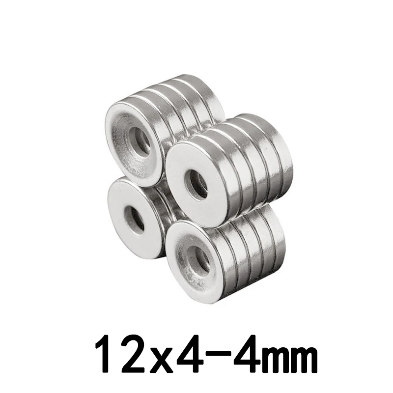 50pcs 12x4-4mm Stong Neodymium Magnets Disc 12x4-3mm Minor Diameter Magnet Round Countersunk Magnetic 12*4-4mm