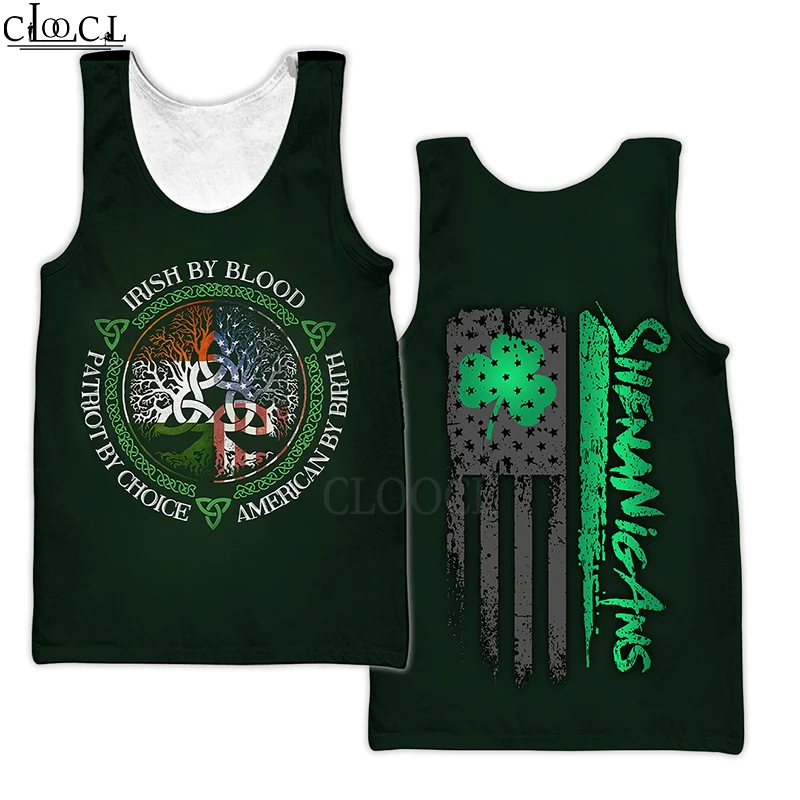 MSIEESO Newest Irish St.Patrick Day Tank Tops 3D Print Summer Hip Hop Streetwear Vest Sleeveless Men Women Fitness Clothing