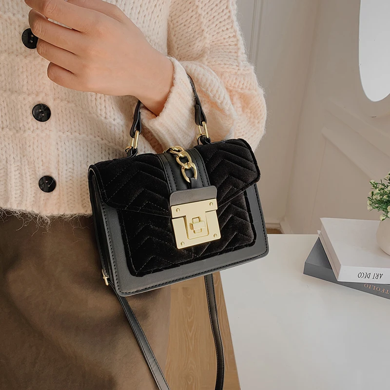 Luxury Brand Designer Velet Handbag Purse Women Crossbody Bags 2024 New Trendy Winter Ladies Messenger Bags Tote High Quality