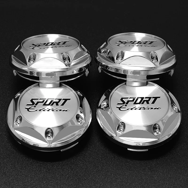 4pcs 68mm with Metal Aluminum SPORT Edition Logo Car Wheel Center Hub Cap Rim Refit Creative Badge Decoration Hubcap Dust Cover