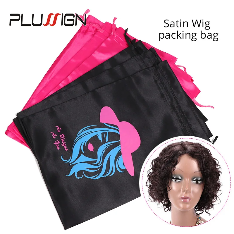 Bolsa de almacenamiento de extensiones de cabello, bolsas de satén de diseño personalizado para embalaje de pelucas de cabello, regalos, suministro de fábrica al por mayor, 1/2/3 Uds.