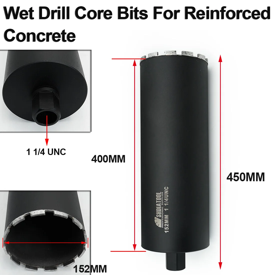 Imagem -05 - Shdiatool-brocas de Broca Molhadas para Alta Psi e Concreto Reforçado Rosca Unc Serra Buraco 11 102 mm 108 mm 127 mm de Diâmetro 1pc