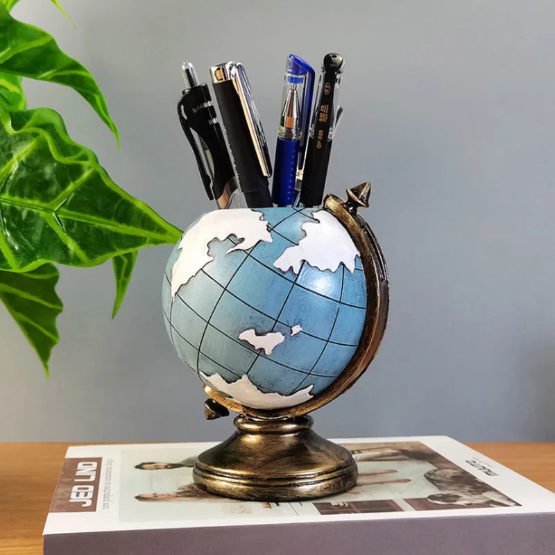 

Fashion Creative Globe Pen Holder Ornaments Literary Retro Desktop Multi-function European Style Pen Holder Student Decoration