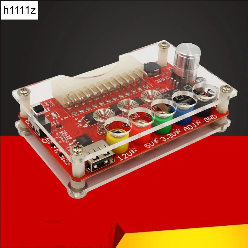 

24 Pins ATX Power Supply Breakout Board and Acrylic Case Kit Module Adapter Power Connector Support 3.3V/5V/12V 1.8V-10.8V (ADJ)