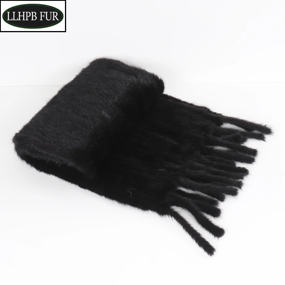 

Long Style Female Genuine Mink Fur Poncho Scarves WIinter Women Warm Knit Real Mink Fur Wrap Scarf Knitted Mink Fur Pashmina