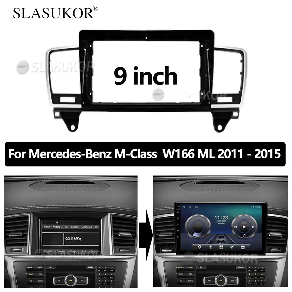 9 Inch Screen Fascia Frame Adapter For Mercedes-Benz M-Class W166 ML 2011 - 2015 Canbus Cable OR Frame Dash Audio Fitting Panel