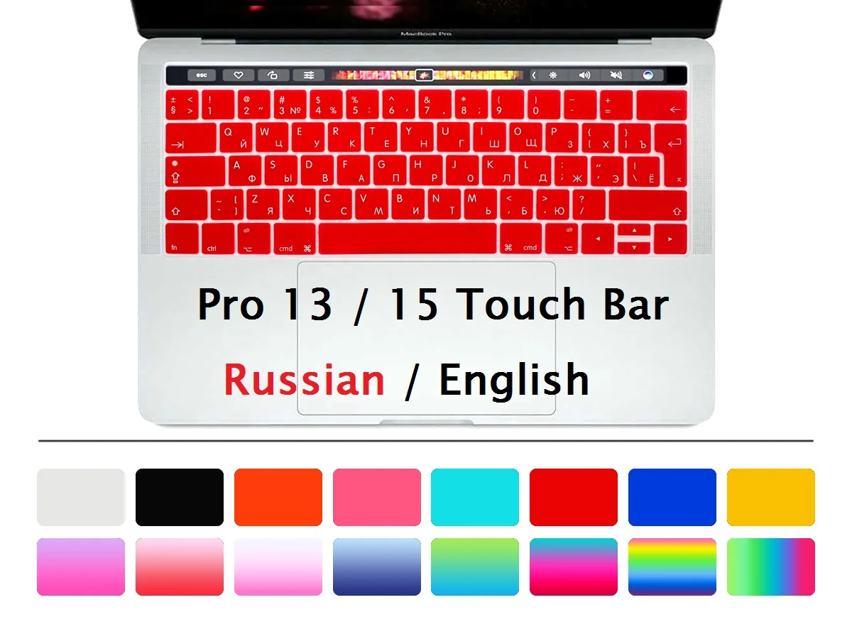 

Soft for Macbook Pro 13 15 2016 2018 Touch Bar EU US Russian A1706 A1708 A1989 A1707 A1990 Keyboard Cover Silicon Keyboard Skin