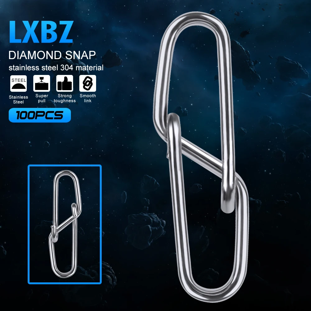100pcs fishing swivels Stainless steel diamond needle 12mm-28.5mm 0#-6# Swivel Snap fishing carp tackle Proberos