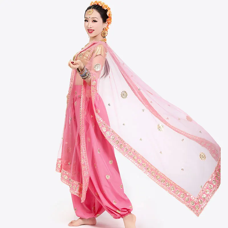 Indian Saree Wide Leg Pants Stage Performance Costumes Belly Dance Suit Oriental Classical Dance Clothing Festival Dress DQL6069