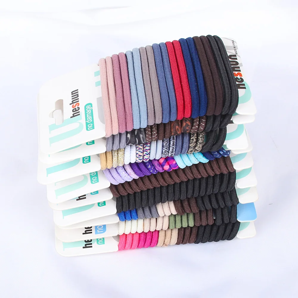 18PCS/Set Simple Basic High Elastic Hair Bands Women Colorful Black Nylon Hair Ties Ponytail Holder Rubber Band Hair Accessories