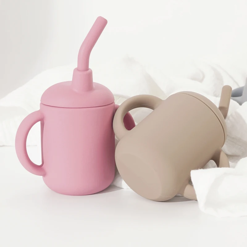New Design Baby Feeding Cup Straw Water Bottle Sippy Cup Silicone Baby Learning Drinkware Child Leak Proof Cup Kids Supplies