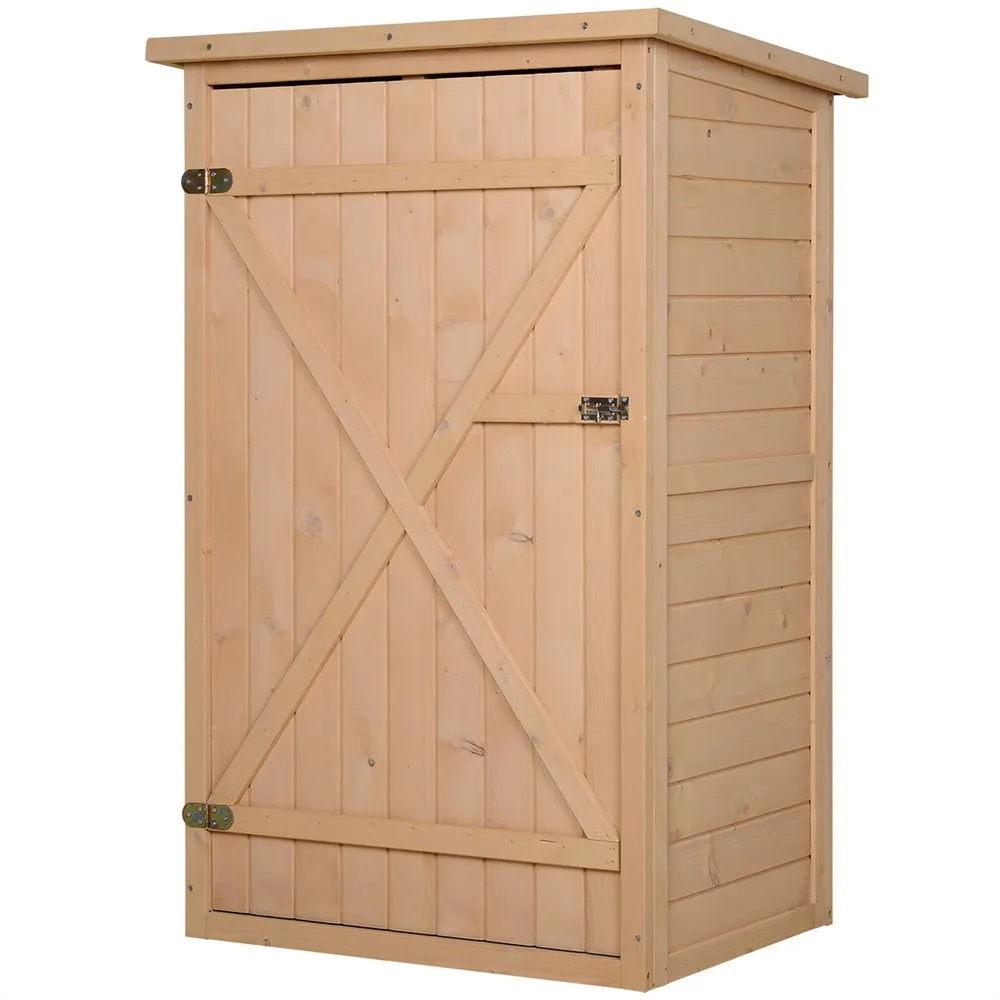 Outsunny wooden garden shed cabinet tool shed with 2 shelves and asphalt roof 75x56x115 cm