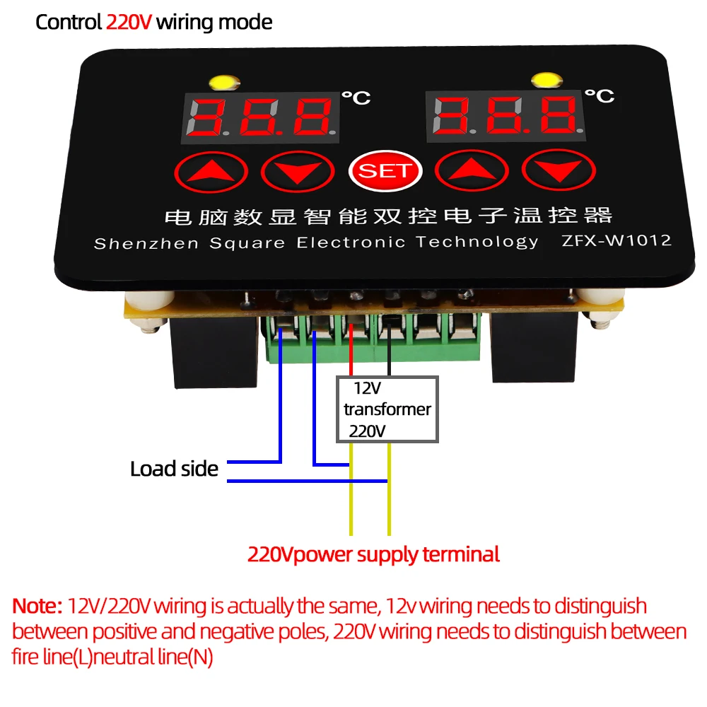 ZFX-W1012 Digital Thermostat Incubator Temperature Controller DC12V 24V AC 220V Thermoregulator Two Relay Output 30%off