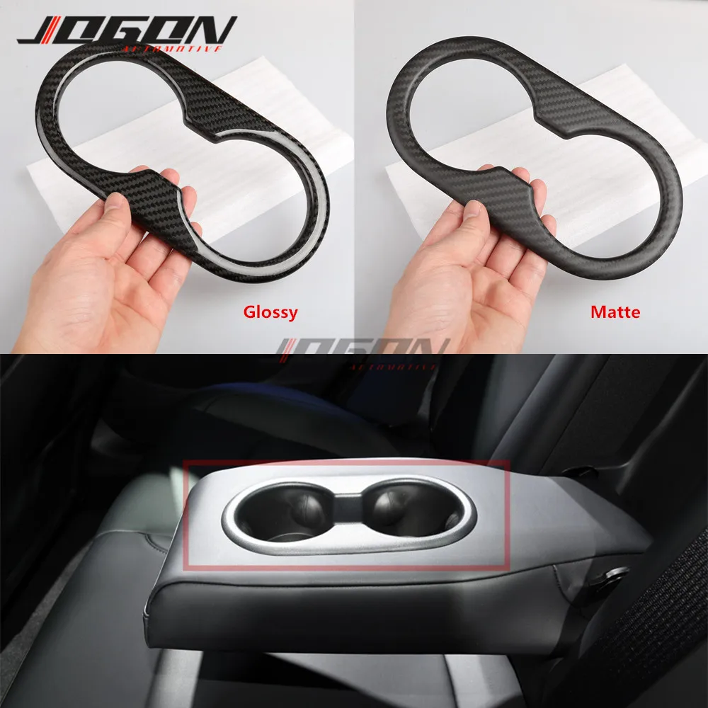 

Glossy & Matte Carbon For Tesla Model 3 2017 2018 2019 Car Interior Rear Seat Water Cup Holder Cover Trim