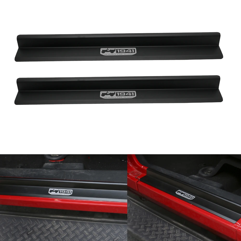 Door Sill Car Pedal Guards Cover Aluminum Alloy - Black Threshold Protector Accessories for Jeep Wrangler JK 2/4 Door 07-18