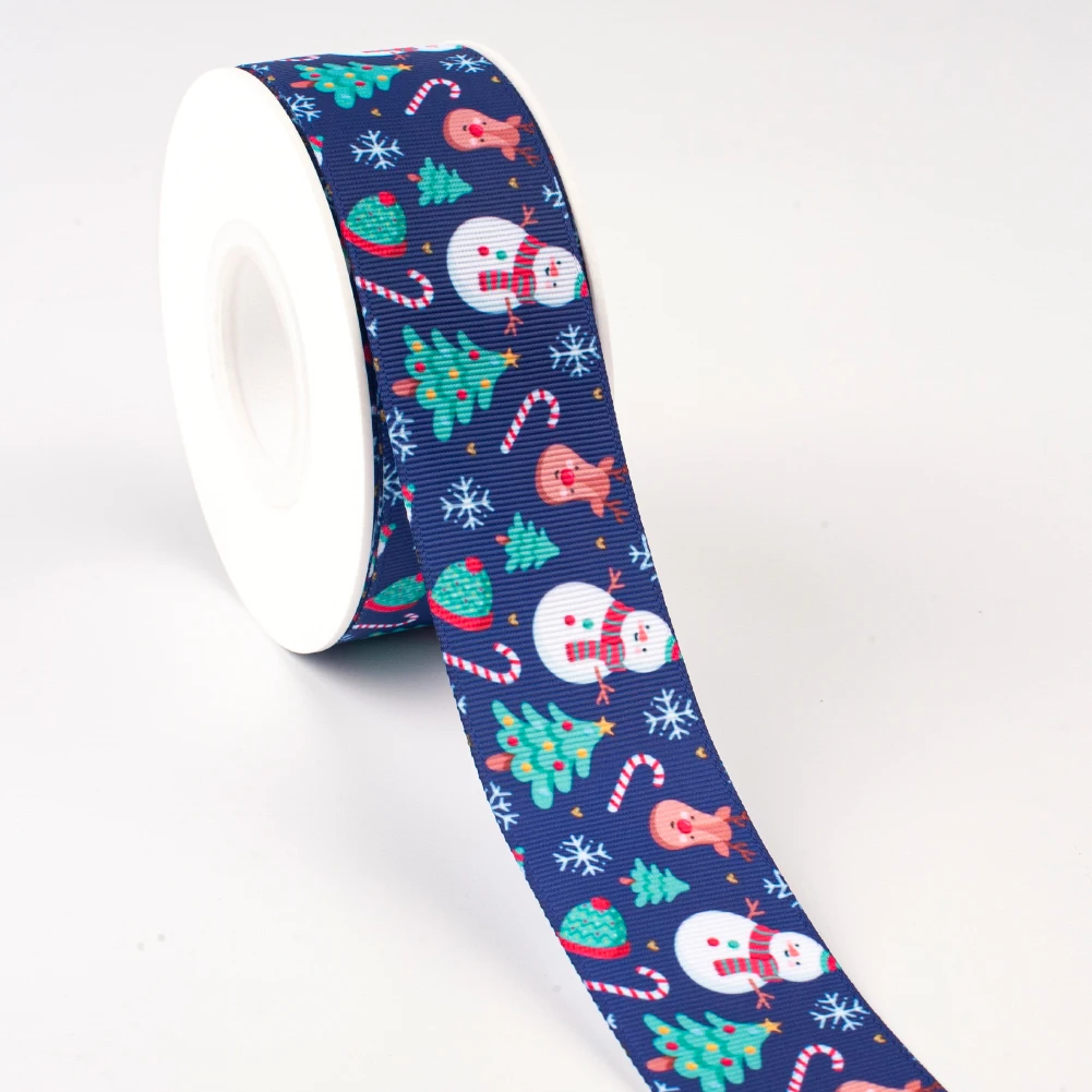 New Designs 50 Yards Merry Christmas 0rnament Printed Grosgrain,satin Ribbon Hair Accessories