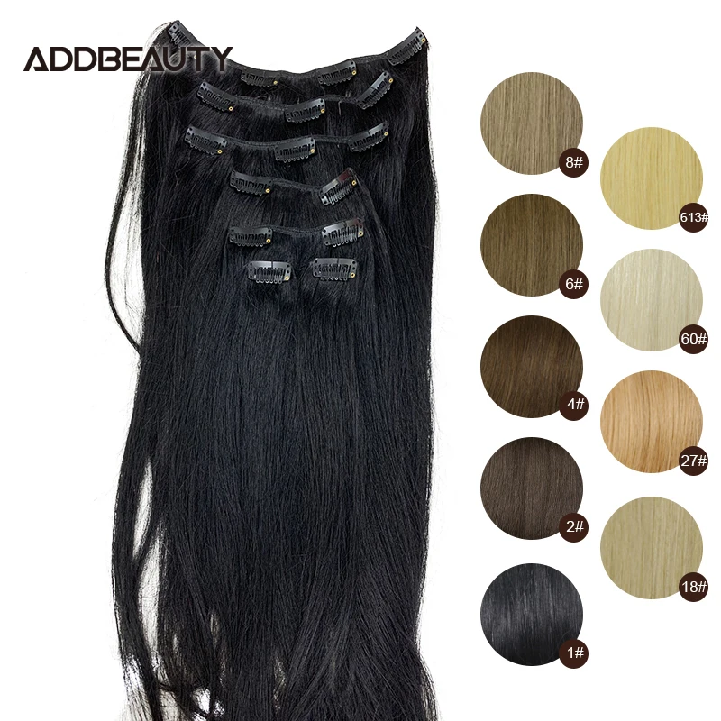 Straight 70g 100g 120g 7pcs Clips in Full Head Hair Extension High Quality Brazilian Human Remy Hair Natural Ombre Blond Color