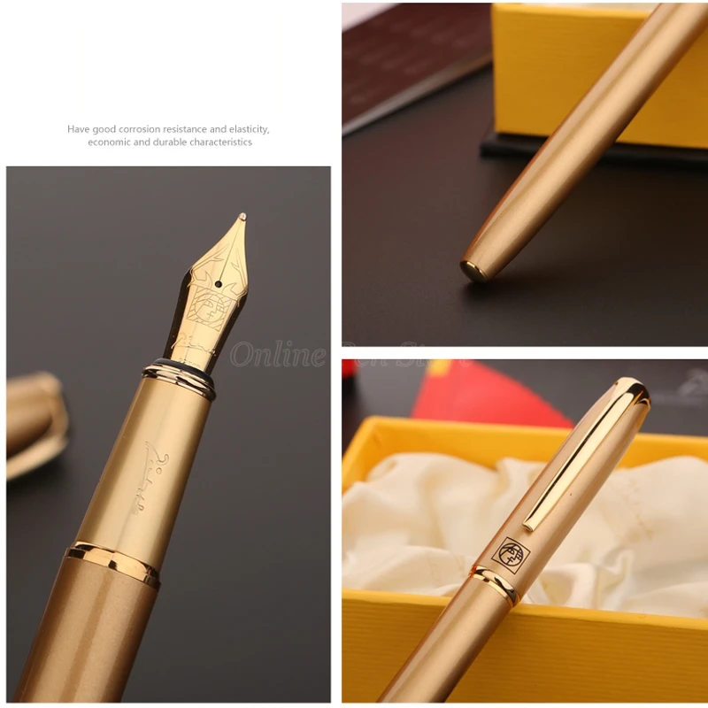 

Picasso 916 Pimio Malage Golden Metal Fountain Pen Extra Fine/Medium 0.38/0.5mm Nib Professional Stationery Writing Pen Gift