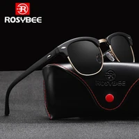 ROSYBEE UV400 gafas de sol polarizadas hombres mujeres clásico fresco Retro gafas de sol revestimiento hombre conducción sombras moda masculina Oculos