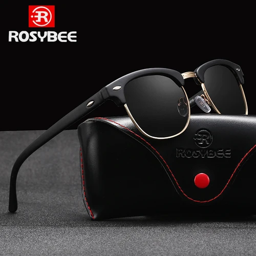 ROSYBEE UV400 gafas de sol polarizadas hombres mujeres clásico fresco Retro gafas de sol revestimiento hombre conducción sombras moda masculina Oculos