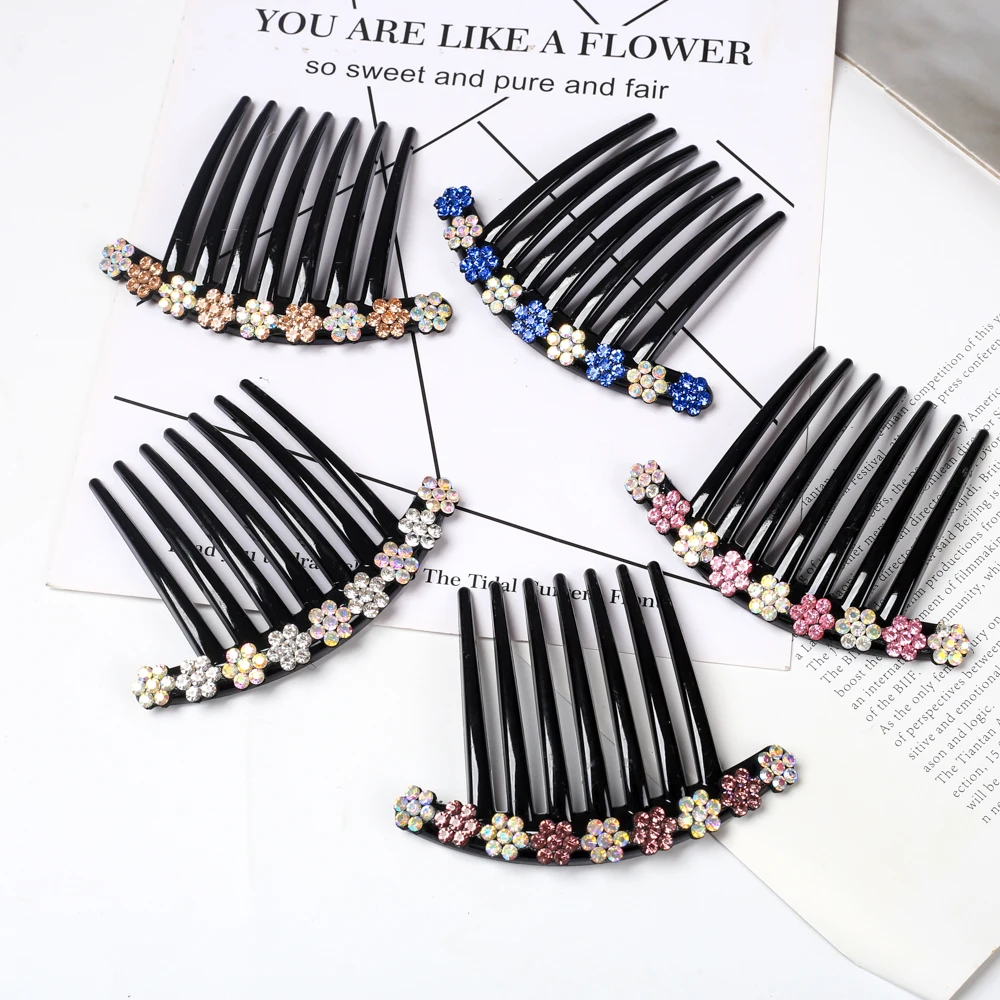 Crystal Rhinestones Flower Hair Combs Clip Vintage Hairpins Bridal Wedding Headdress Women Hair Accessories Disk Headwear