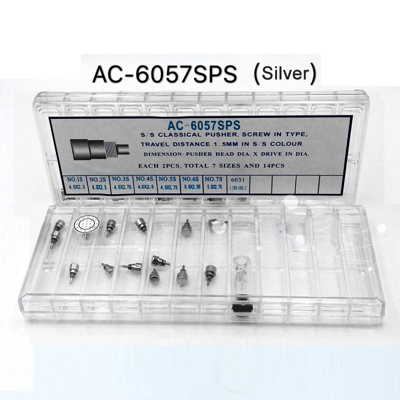 مشاهدة تاج كرونوغراف زر المسمار نوع ساعة انتهازي اكسسوارات عدة AC‑ 6057SPS مشاهدة أداة إصلاح أجزاء أدوات الساعاتي