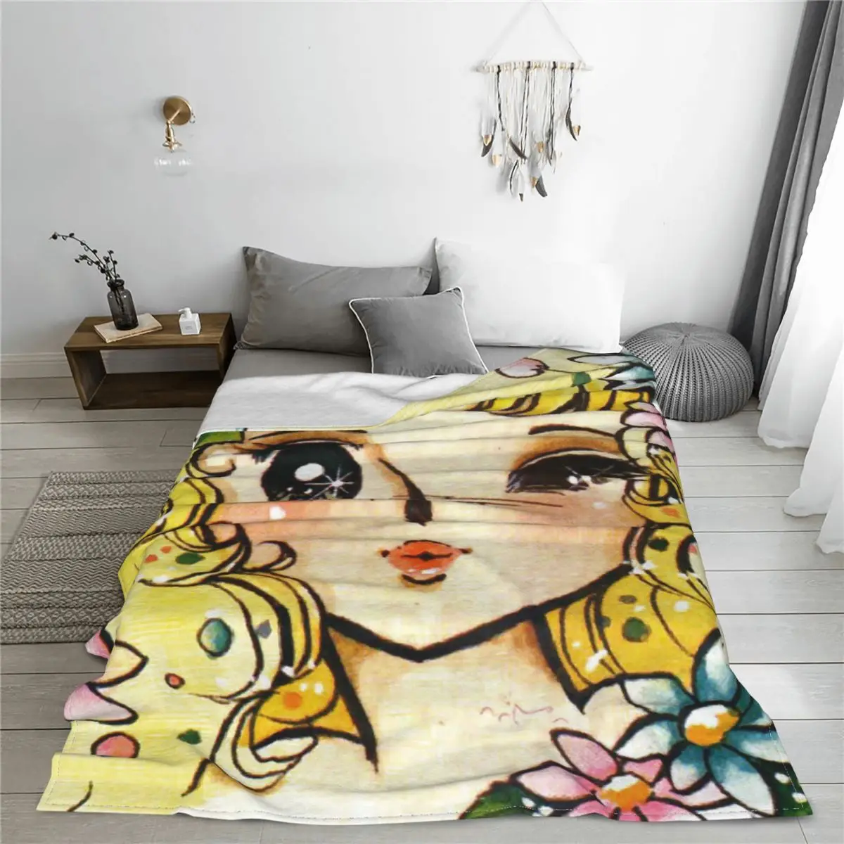 Japanese Anime Fleece Blankets Candy Candy Kawaii Cute Girl Creative Throw Blankets for Home Hotel Sofa Plush Thin Quilt