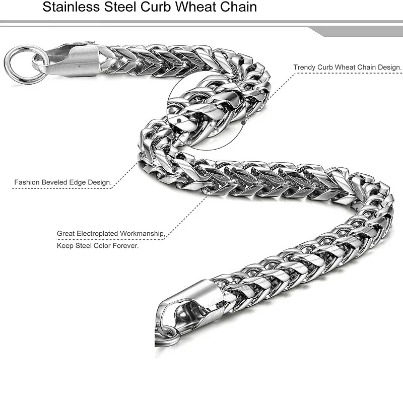 6mm Charm Trendy Mens Womens Chain Stainless Steel Necklace Foxtail Link Chains Curb Necklace Jewelry Gifts 24inch
