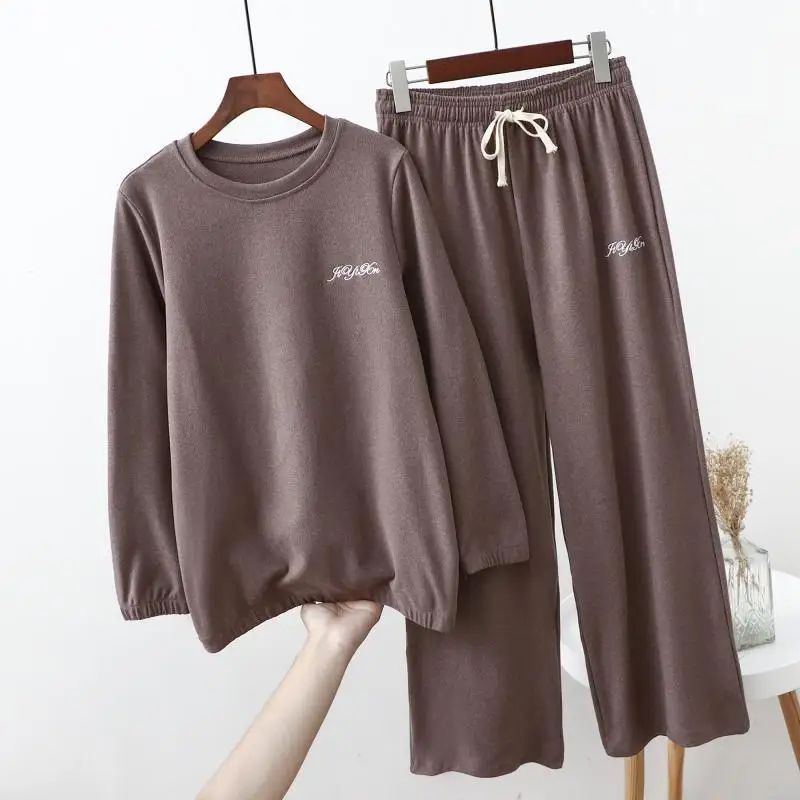 Fdfklak Neue Herbst Winter Warme Nachtwäsche 2 Stück Sets Für frauen Baumwolle Pyjamas Homewear M-XXL Große Größe Pijama Pyjama