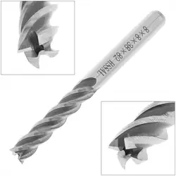 1pcs 8mm HSS & Aluminum End Mill Cutter with Extra Long Straight Shank for CNC Mold Processing