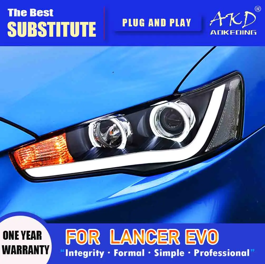 AKD Head Lamp for Mitsubishi Lancer LED Headlight 2009-2016 Headlights Lancer EX DRL Turn Signal High Beam Angel Eye Projector