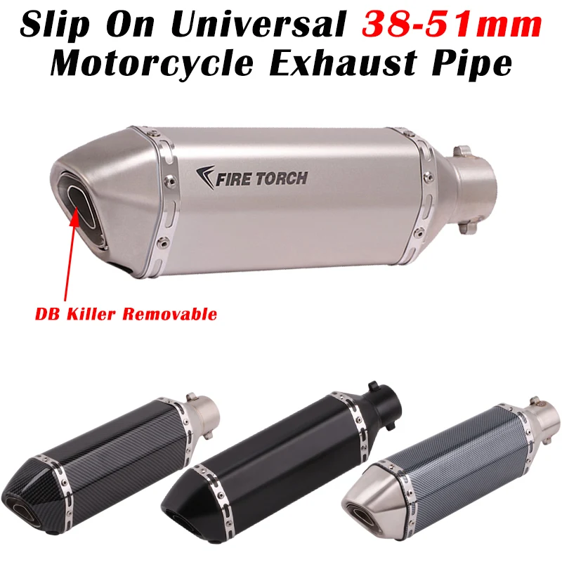 51mm Universal Motorcycle FIRE TORCH Exhaust Pipe Muffler Modified DB Killer Escape For R15 MT-09 PCX 125 R3 GSXR600 CB919 752S