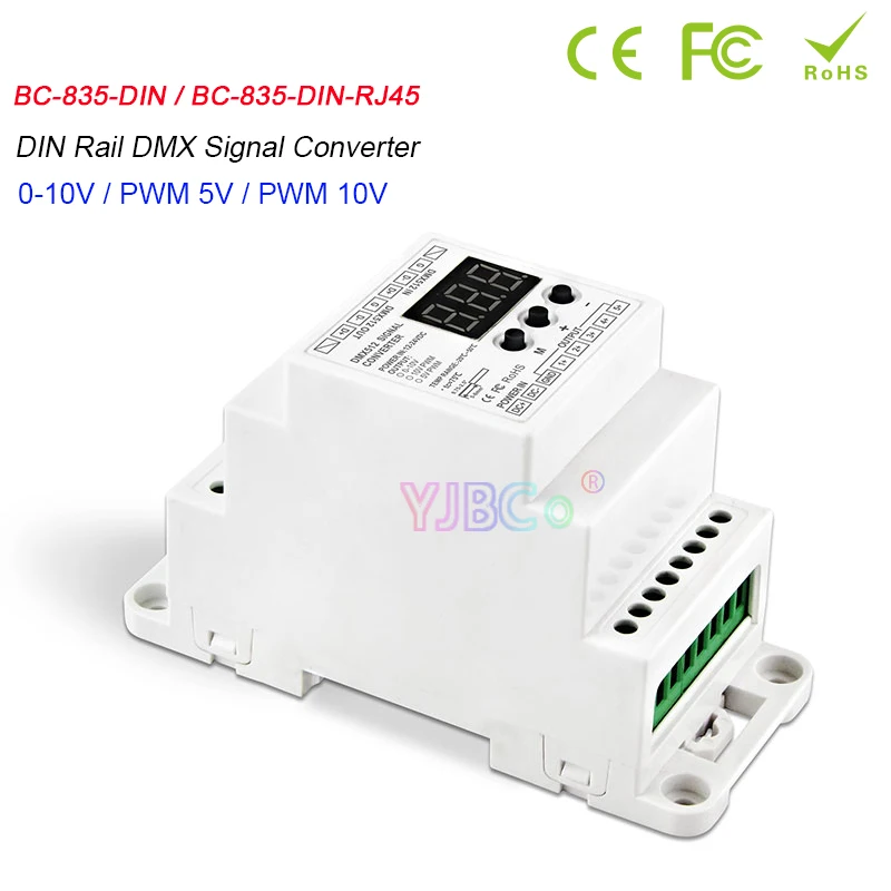 

DIN Rail 5 каналы RGBW/CW DMX512 светодиодный контроллер 12V-24V DMX512/1990 сигнал до 0-10V сигнал/PWM 5V,PWM 10V