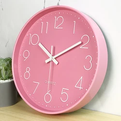 12inch Creative Pink Wall Clock Modern Silent Bedroom Living Room Clocks Wall Watches Home Decor Kitchen Clock Gift