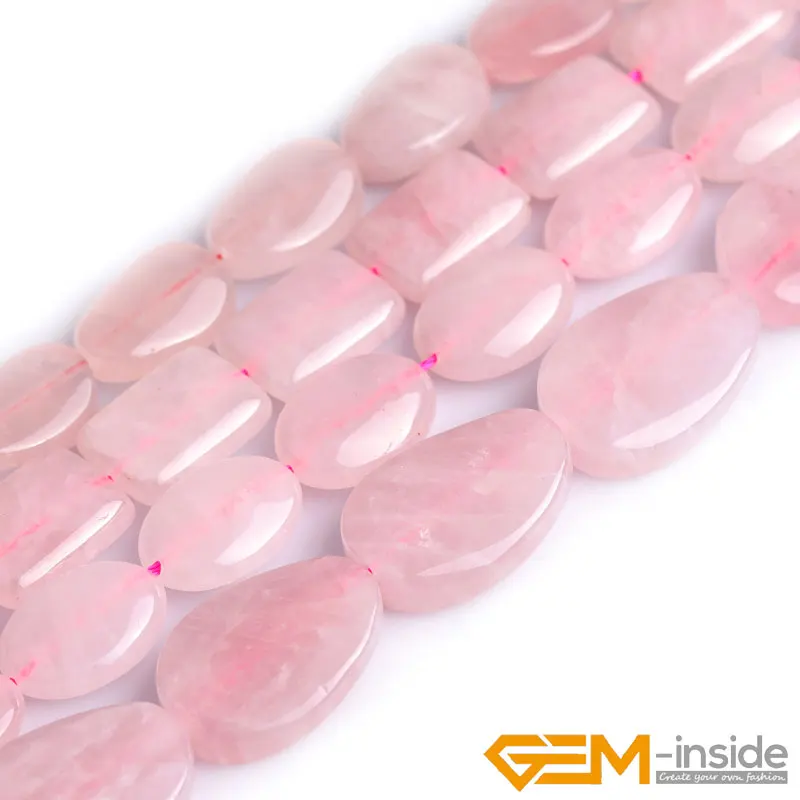 Natural Rose Quartzs Rectangle Oval Loose Spacer Accessorries Beads For Jewelry Making Strand 15