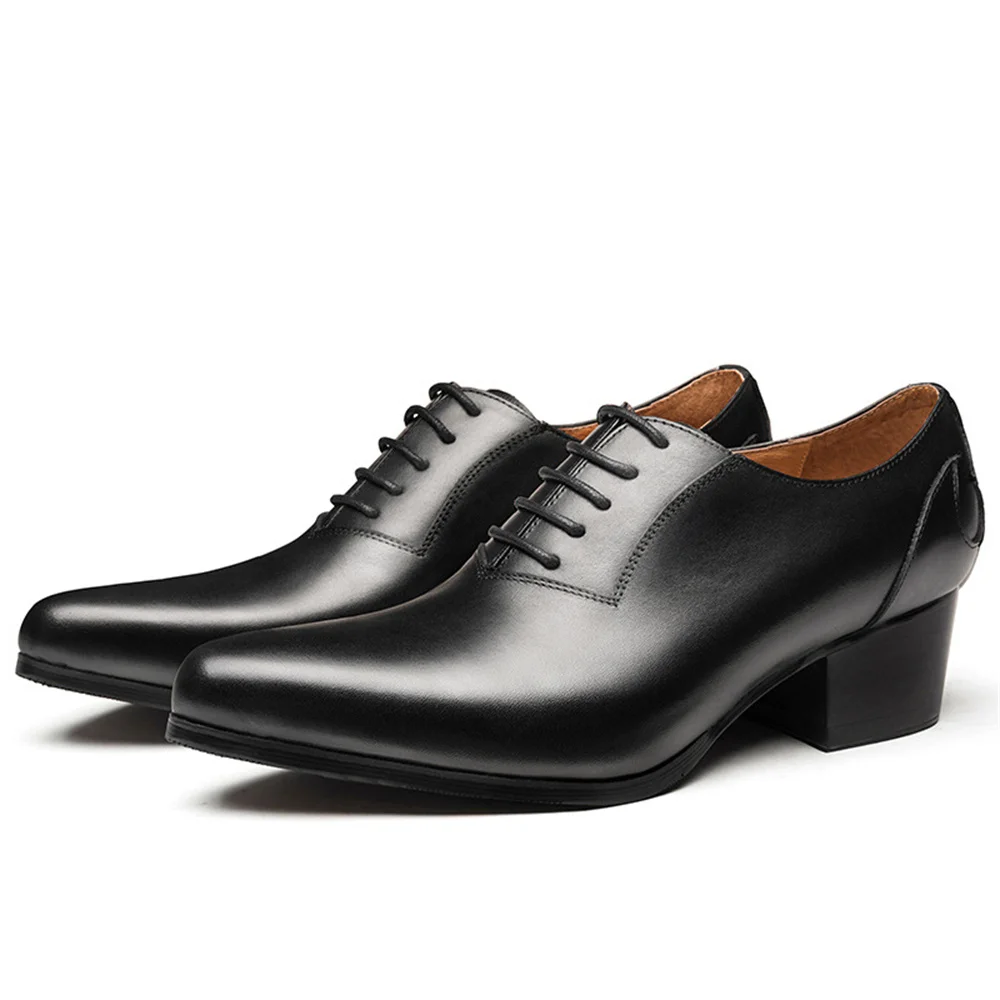 

Men Leather Oxfords Pointed Toe Derby Shoes Black Brown Business Office