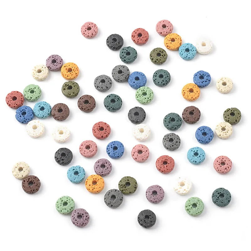 Natural Lava Rock Beads Wheel bead spacer Multi Color Volcanic Stone Beads For DIY Necklace Bracelets Earring Jewelry Making