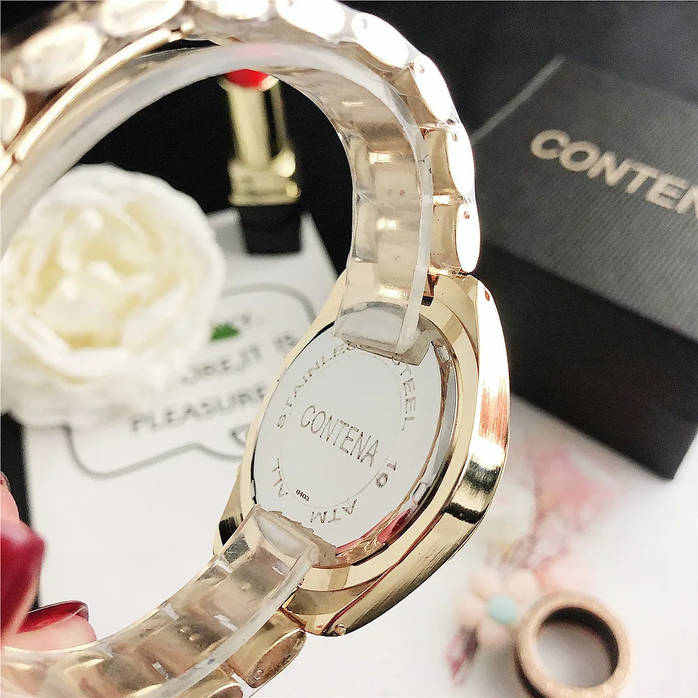 Nuevo Reloj creativo de lujo para Mujer, relojes de cuarzo de oro rosa, pulseras de acero inoxidable, relojes de pulsera para Mujer